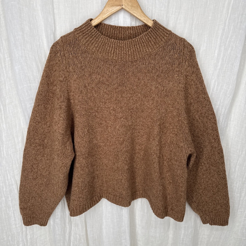 Brown Mock Neck Pullover Sweater XL Granola 90s Grunge Earthy Cozy Slouchy Boho